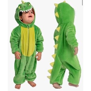 NEW Spooktacular Creations Baby 12-18‎ Mnth Green Dinosaur Hooded Costume